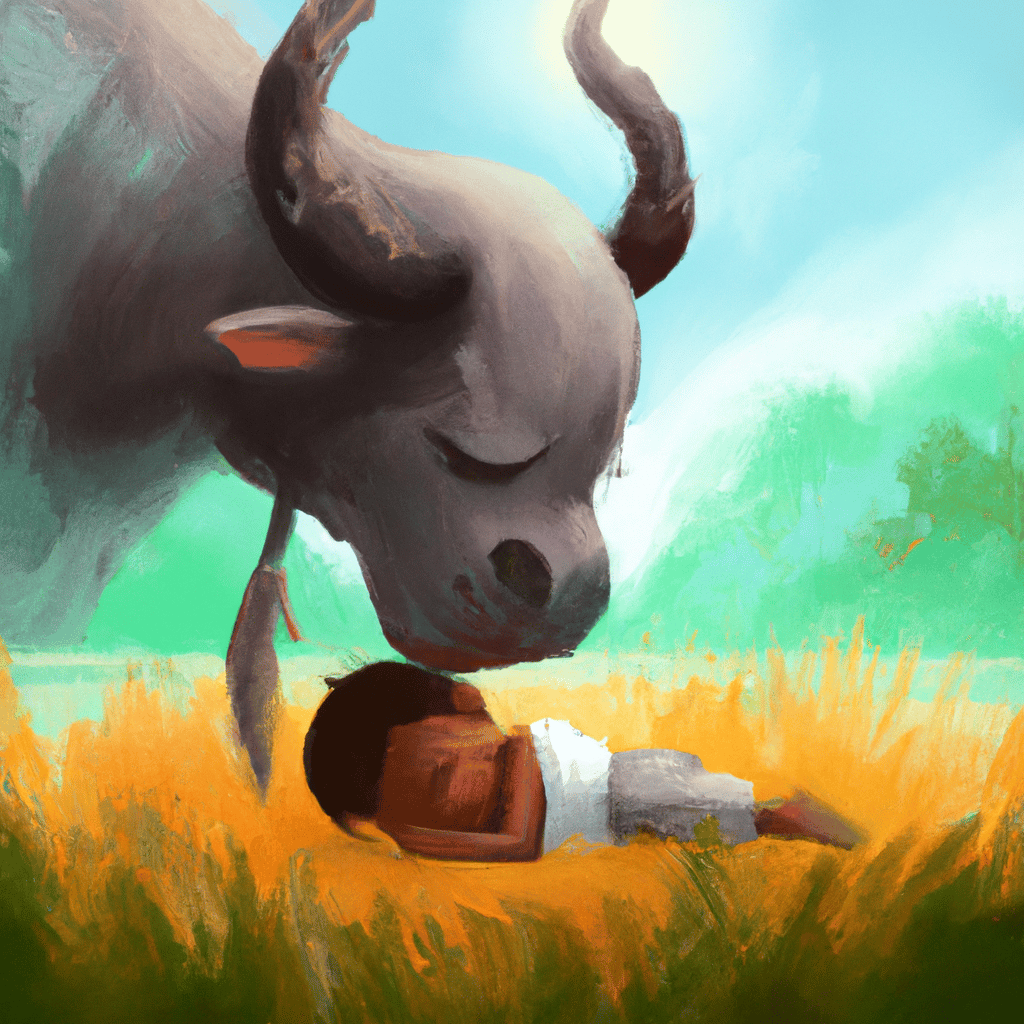 Imagem de capa do post "Descubra o Significado de Sonhar com Filhote de Boi!" com um desenho digital