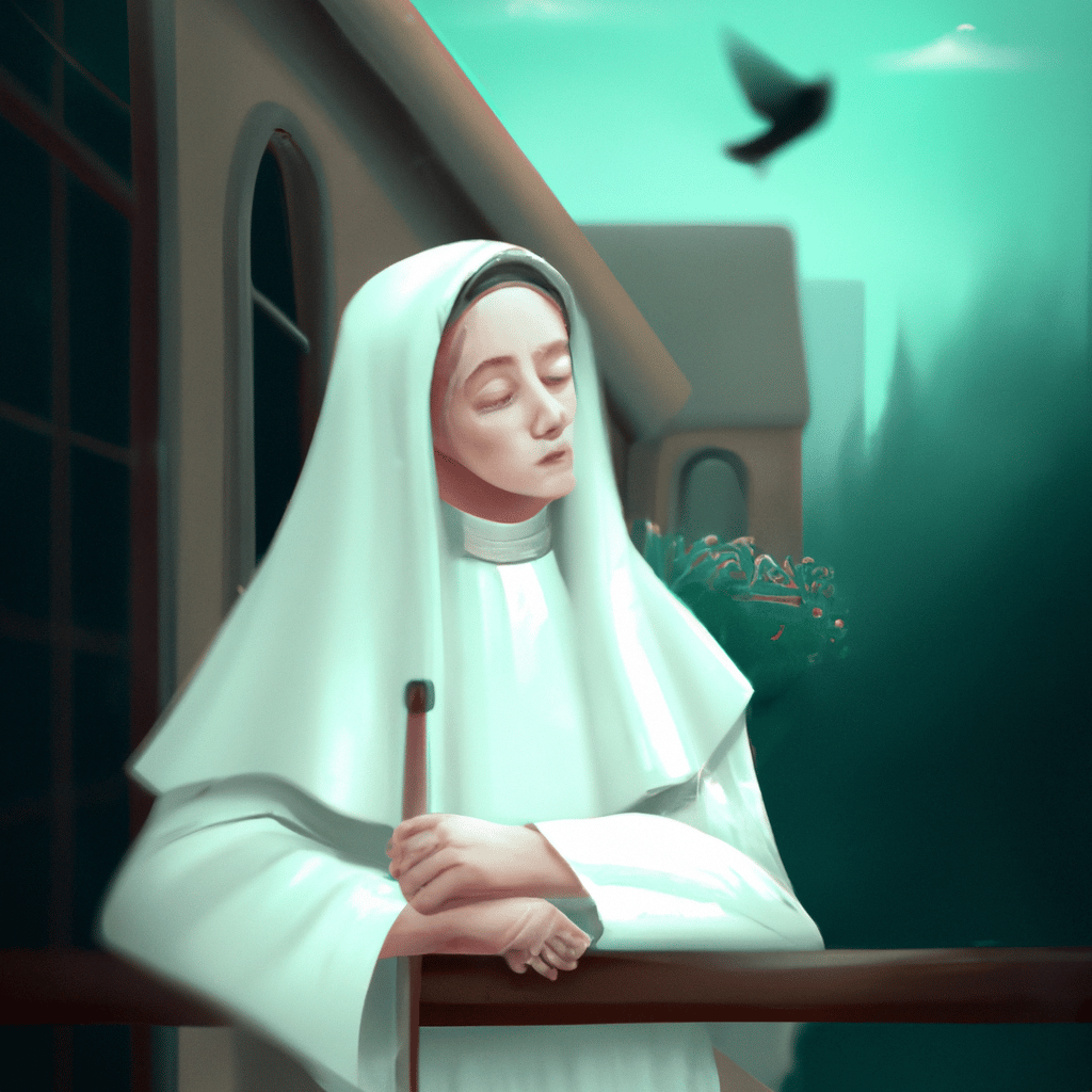 Imagem de capa do post "Descubra o Significado de Sonhar com Freira de Branco!" com um desenho digital