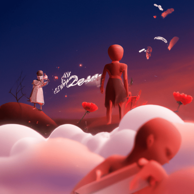 Imagem de capa do post "Sonhar com Gente Morto: O Significado Revelado!" com um desenho digital