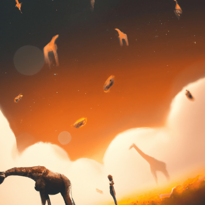Imagem de capa do post Sonhar com Girafas: O que Significa? com um desenho digital
