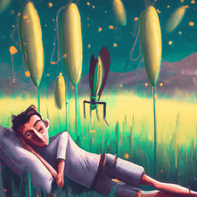 Imagem de capa do post Sonhar com grilos: o que significa? com um desenho digital