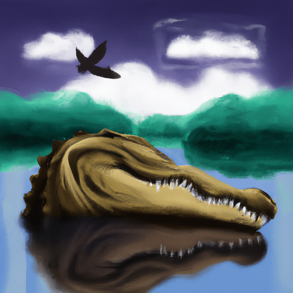 Imagem de capa do post "Descubra o Significado de Sonhar com Jacaré Te Mordendo!" com um desenho digital