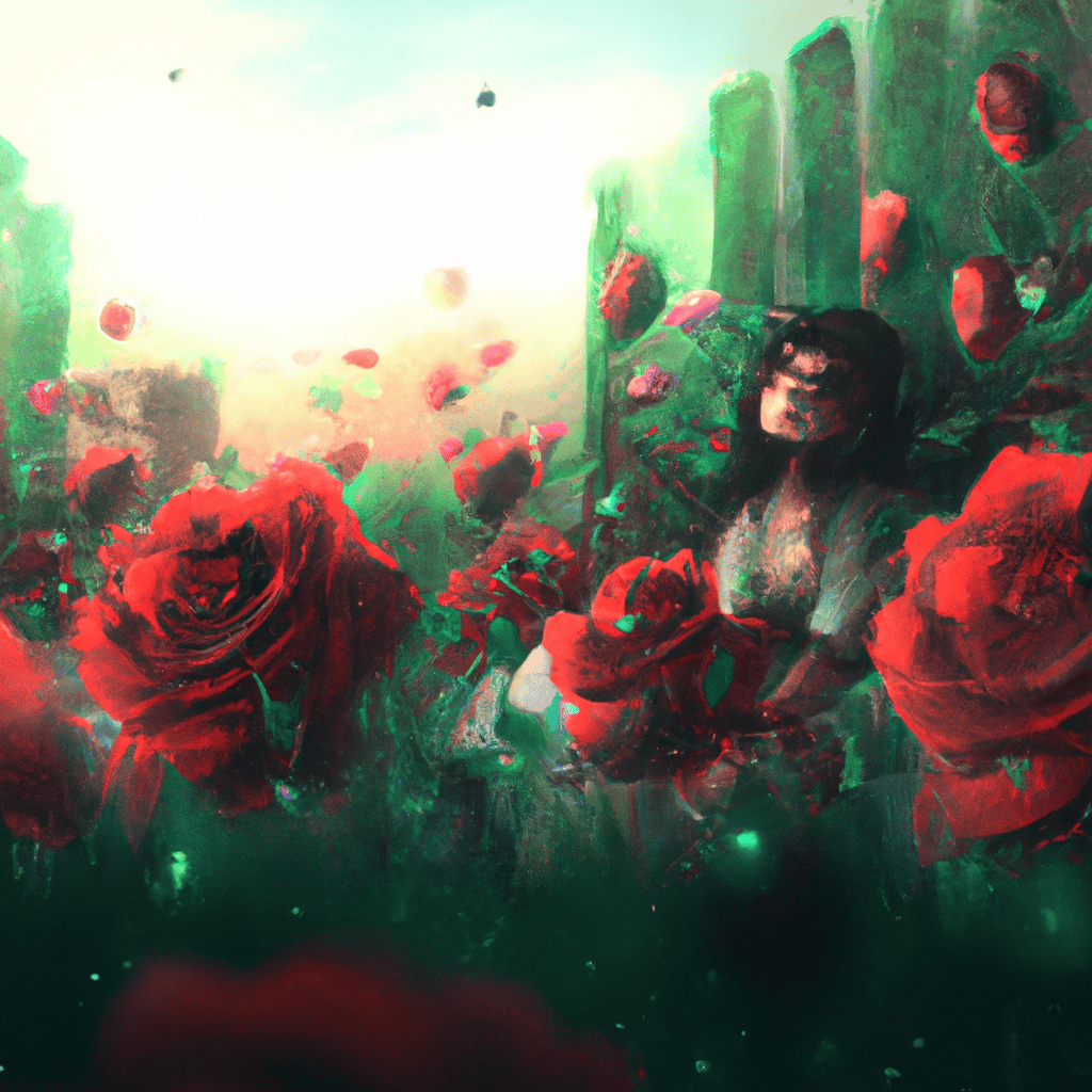 Imagem de capa do post "Sonhar com Jardim de Rosas: O Significado Revelado!" com um desenho digital