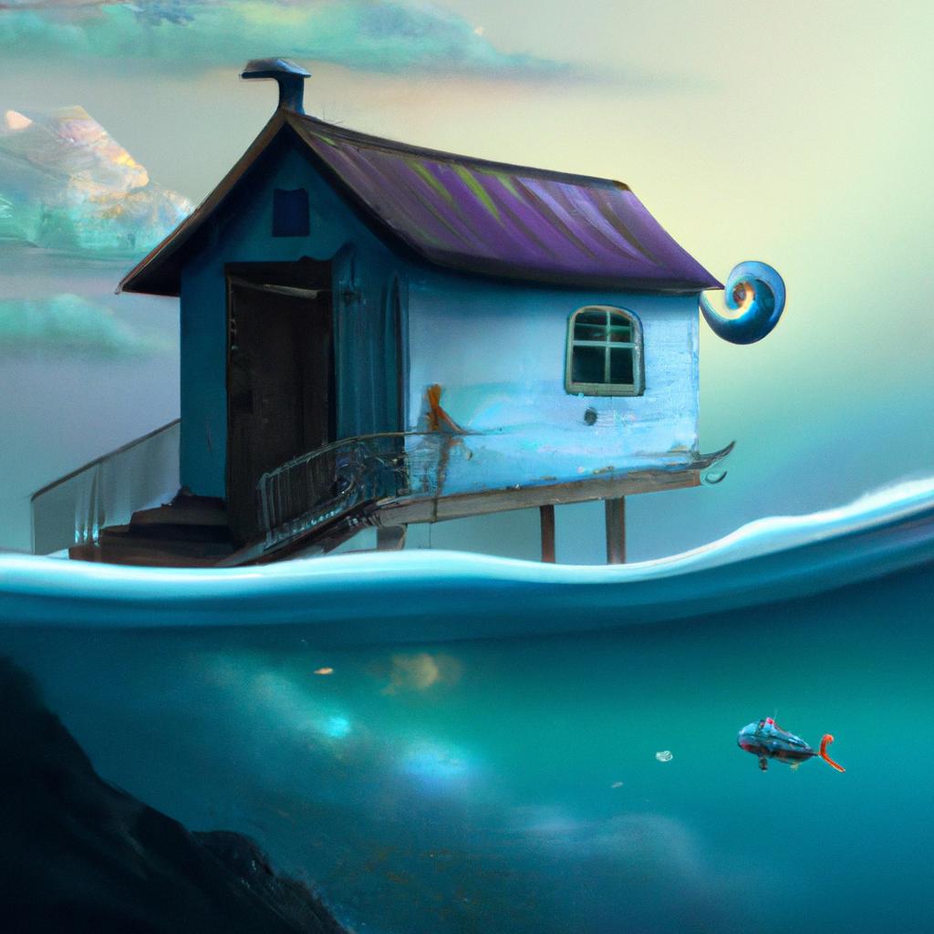 desenho digital com osonhar com mar invadindo casas