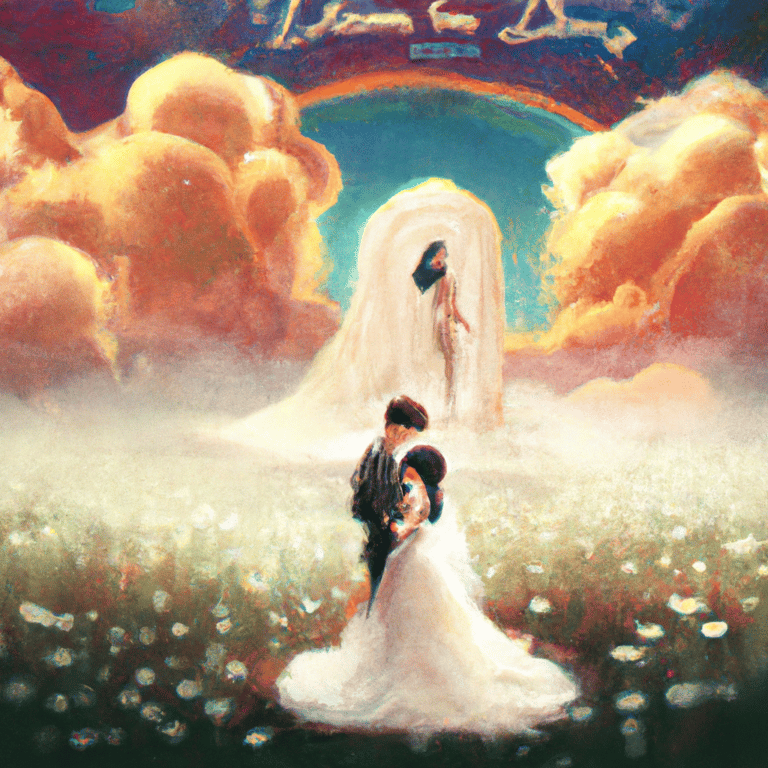 Imagem de capa do post "Sonhe com o seu casamento e descubra o que significa!" com um desenho digital