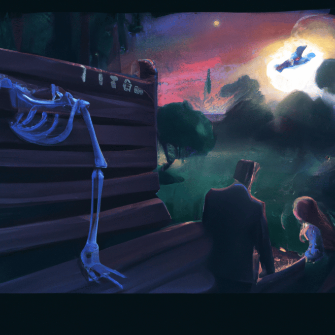Imagem de capa do post "Descubra o Significado de Sonhar com Morte de Alguém Próximo" com um desenho digital