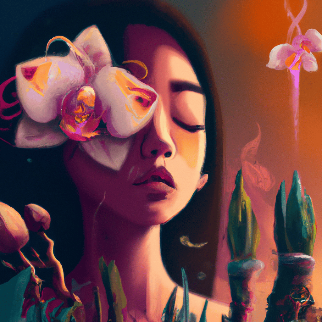 Imagem de capa do post "Descubra o Significado de Sonhar com Mudas de Orquídeas!" com um desenho digital