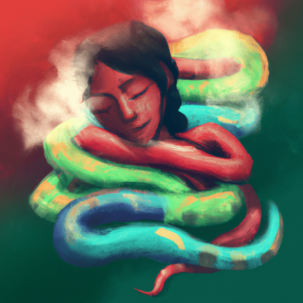 Imagem de capa do post "Descubra o Significado de Sonhar com Muitas Cobras Coloridas!" com um desenho digital