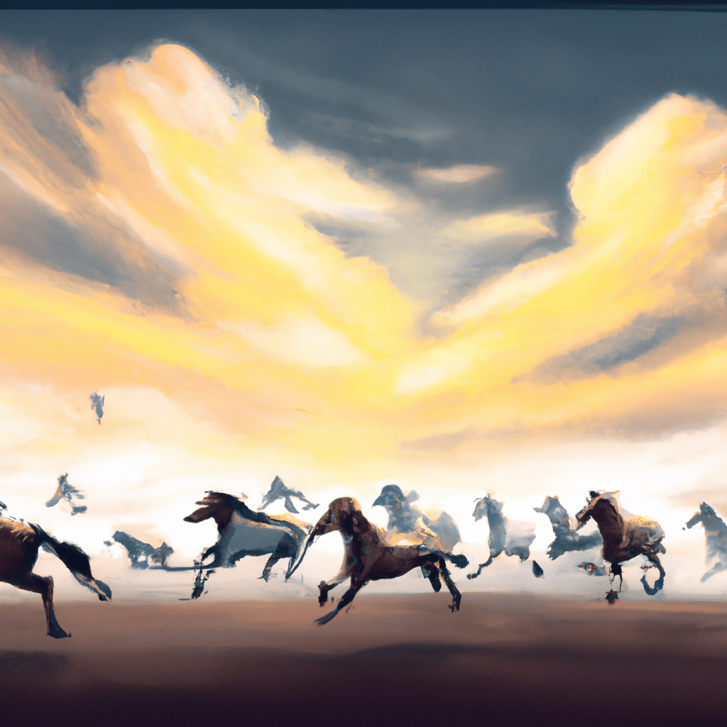 Imagem de capa do post "Descubra o Significado de Sonhar com Muitos Cavalos Correndo!" com um desenho digital