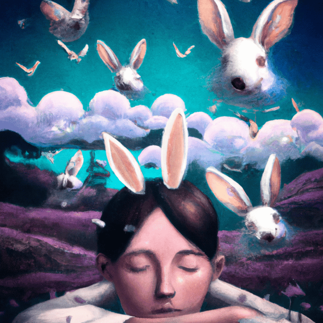Imagem de capa do post 60 Caracteres: O que significa sonhar com muitos coelhos? com um desenho digital