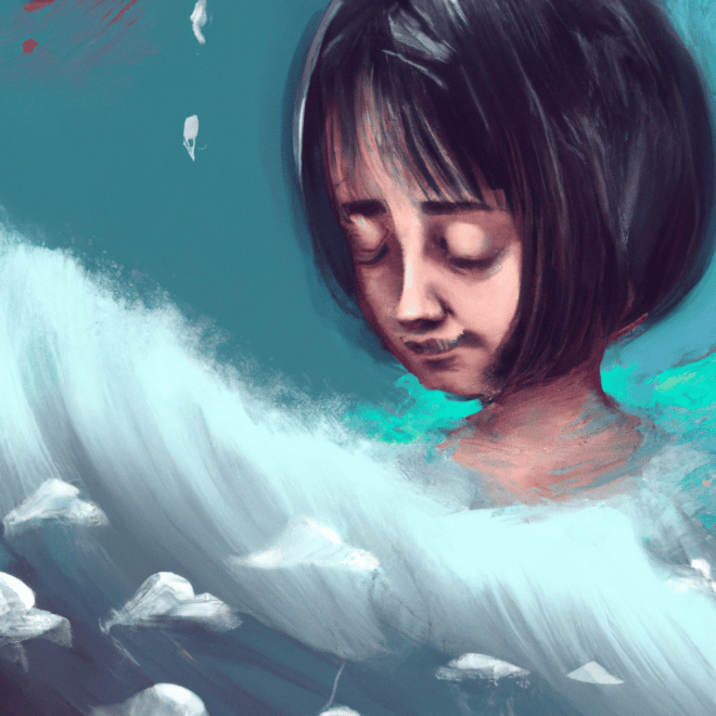 Imagem de capa do post "Descubra o Significado de Sonhar com Nuvens Caindo!" com um desenho digital