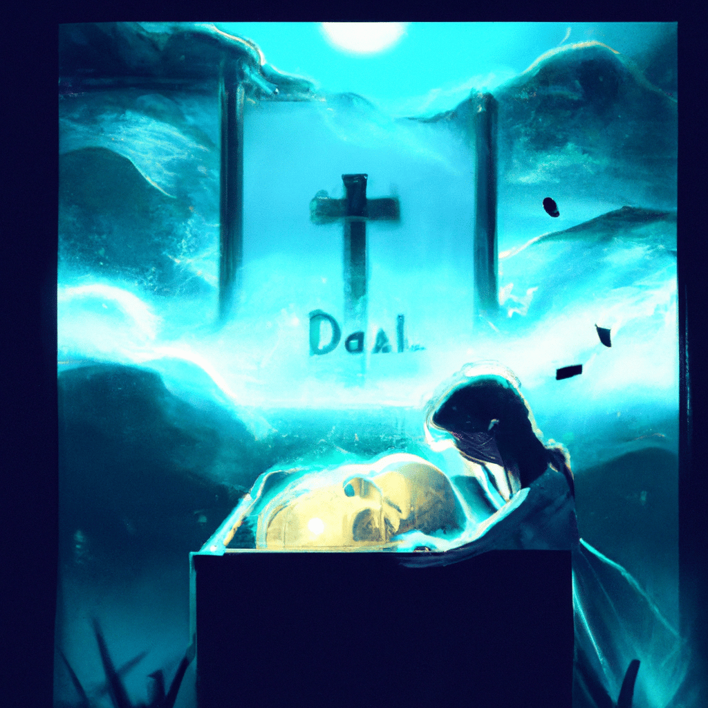 Imagem de capa do post "Descubra o Significado de Sonhar com o Pai Morto no Caixão" com um desenho digital