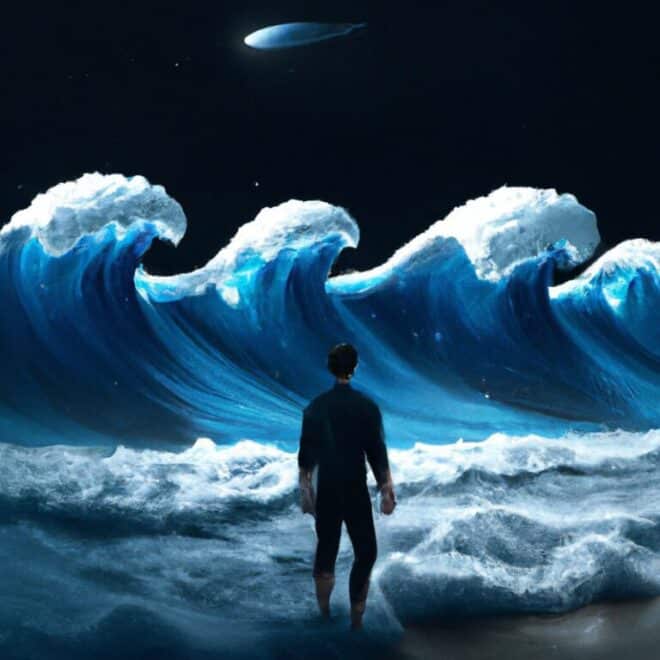 Imagem de capa do post Sonhar com Ondas Enormes: O que Significa? com um desenho digital