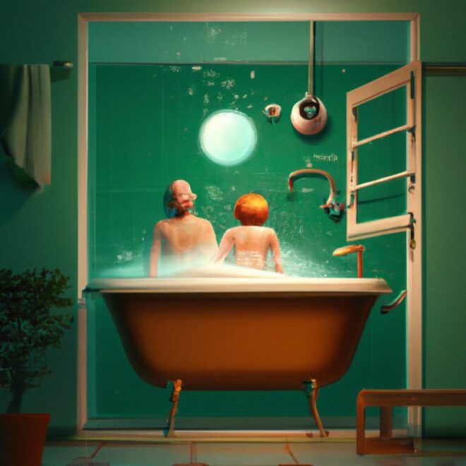 Imagem de capa do post - Sonhar com outra pessoa tomando banho: o que significa? com um desenho digital
