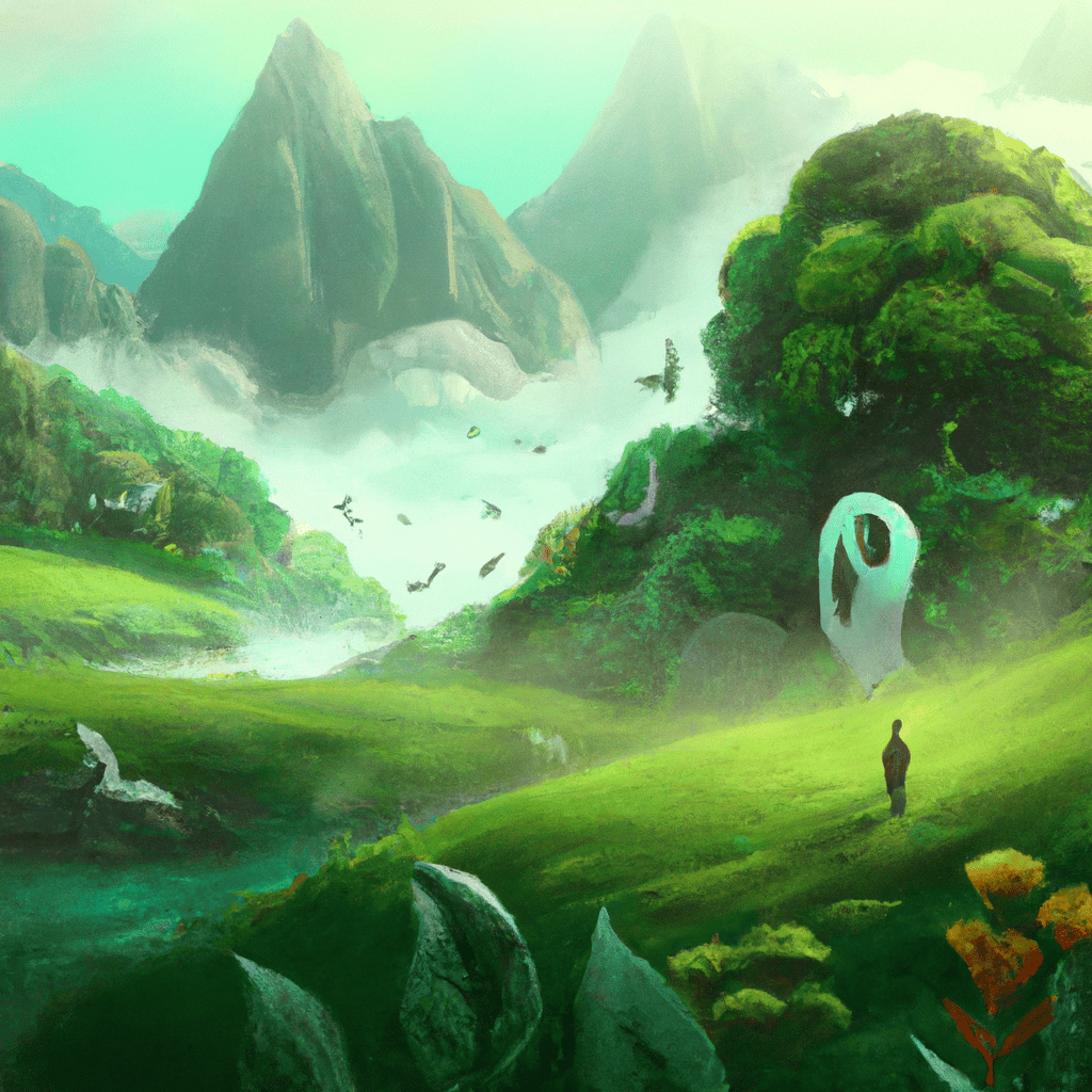 Imagem de capa do post "Sonhar com Paisagem Verde: O Que Significa?" com um desenho digital