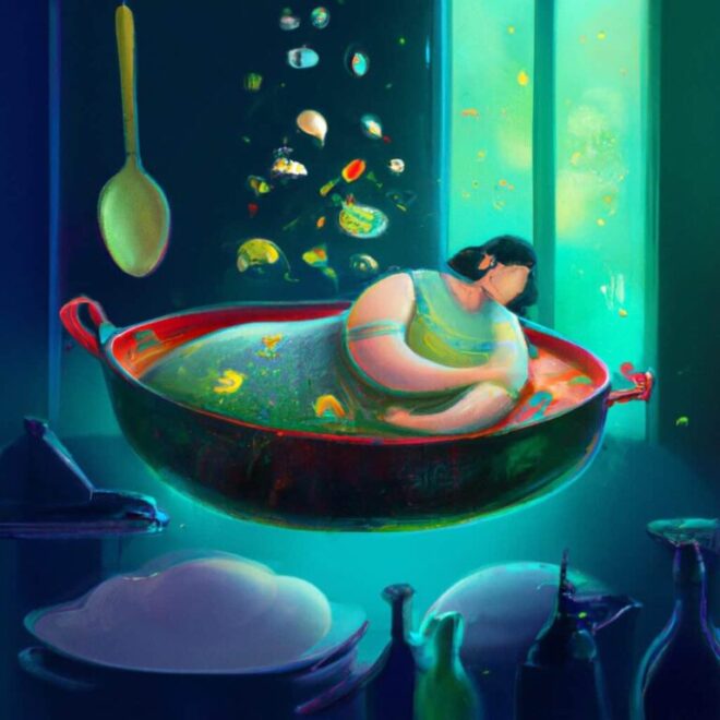 Imagem de capa do post Como interpretar o sonho de panela cheia de comida? com um desenho digital