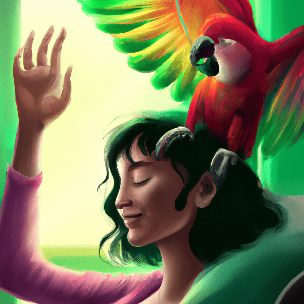 Imagem de capa do post "Descubra o Significado de Sonhar com Papagaio Morto!" com um desenho digital