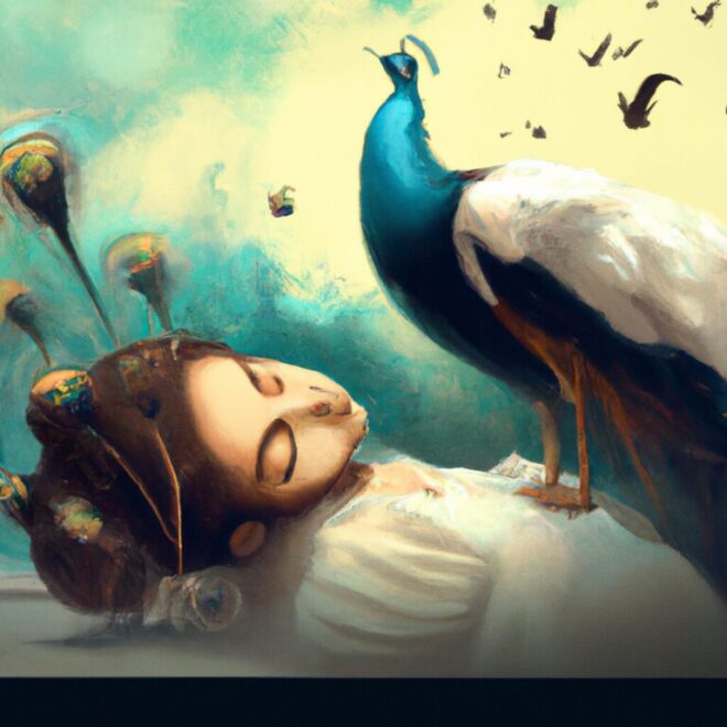 Imagem de capa do post Como interpretar o sonho de ver um pavão branco? com um desenho digital