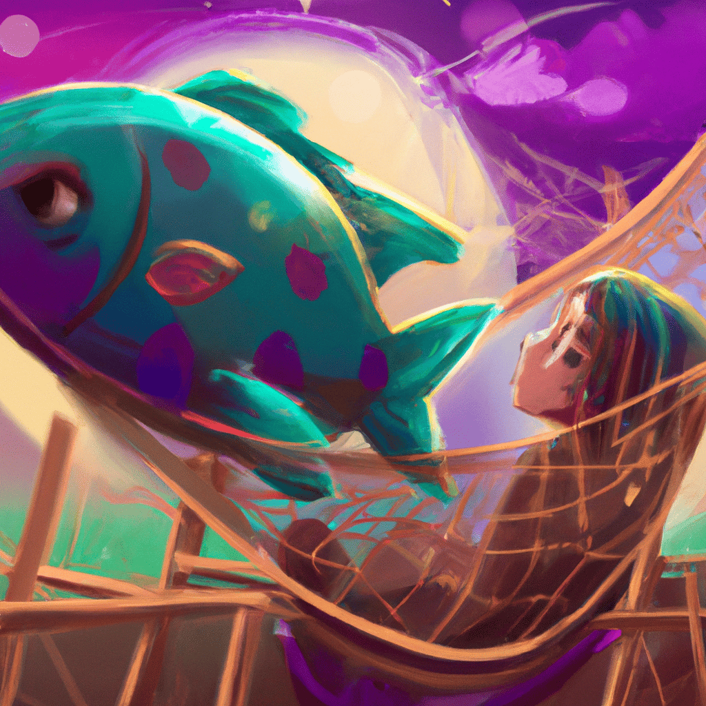 Imagem de capa do post "Descubra o que Significa Sonhar com Peixe na Rede!" com um desenho digital