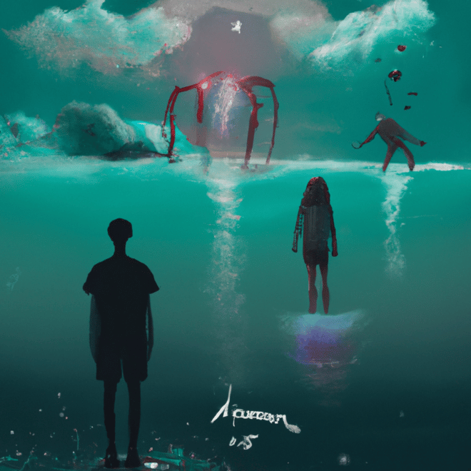 Imagem de capa do post "Ei, você já sonhou com pessoas estranhas? Aqui está o que isso significa!" com um desenho digital