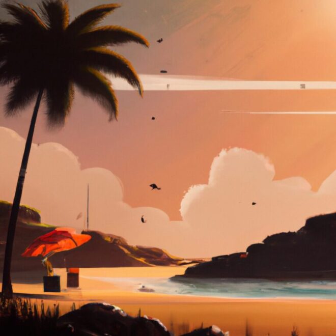 Imagem de capa do post Sonhando com praia calma: o que isso pode significar? com um desenho digital