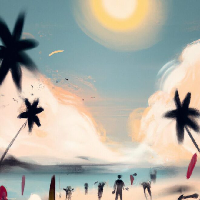 Imagem de capa do post Praia Cheia de Gente: O Que Significa Sonhar Com Isso? com um desenho digital