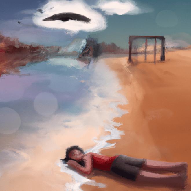 Imagem de capa do post Por que você sonha com praia suja? Descubra o significado dos seus sonhos! com um desenho digital