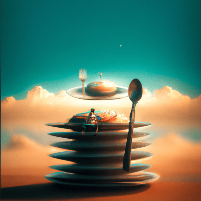 Imagem de capa do post Sonhar com pratos: o que significa? com um desenho digital