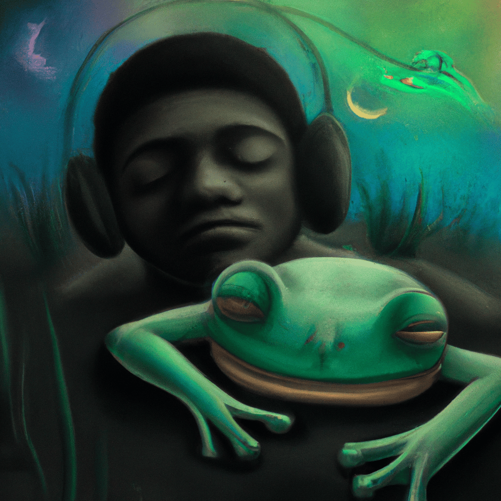 Imagem de capa do post "Descubra o Significado Oculto de Sonhar com Rã Preta!" com um desenho digital