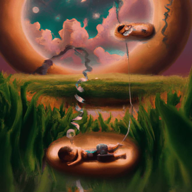 Imagem de capa do post Significado de sonhar com gêmeos recém-nascidos: o que pode significar? com um desenho digital