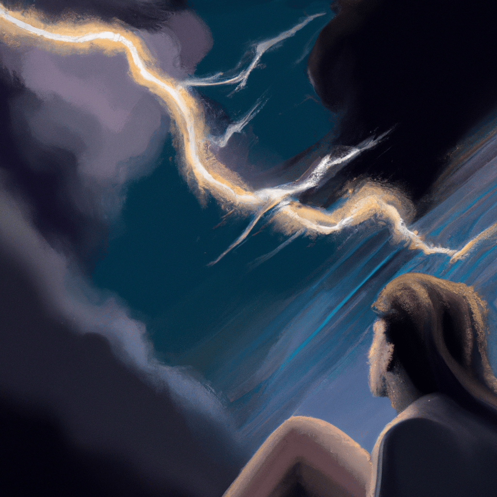 Imagem de capa do post "Descubra o Significado de Sonhar com Relâmpago no Céu!" com um desenho digital