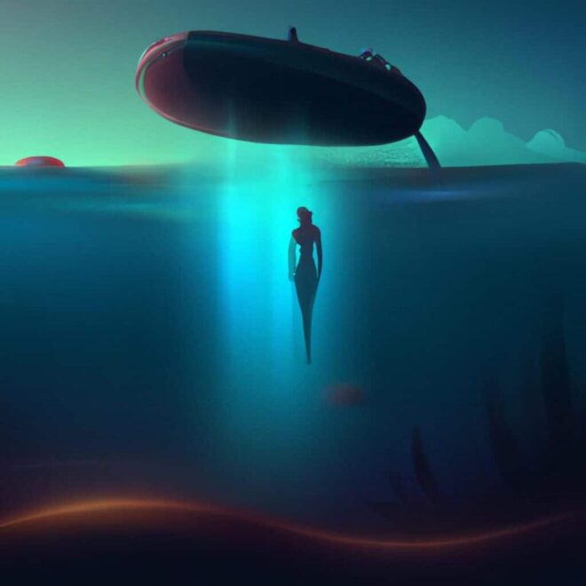Imagem de capa do post "Eu Sonhei que Salvei Minha Mãe de Afogamento: O que os Sonhos com Resgate na Água Significam?" com um desenho digital