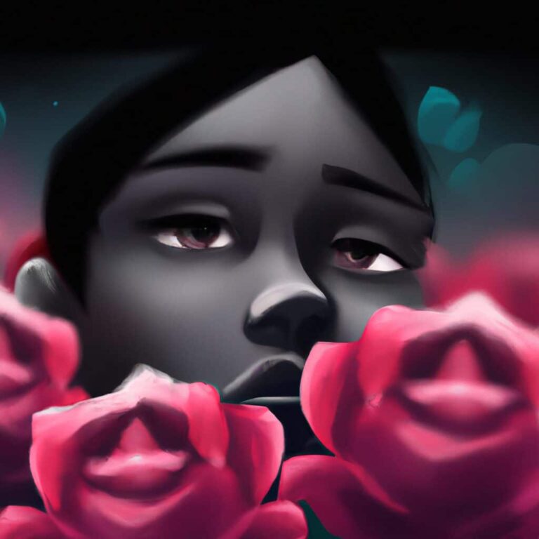 Imagem de capa do post "Sonhar com rosa preta: o que significa?" com um desenho digital