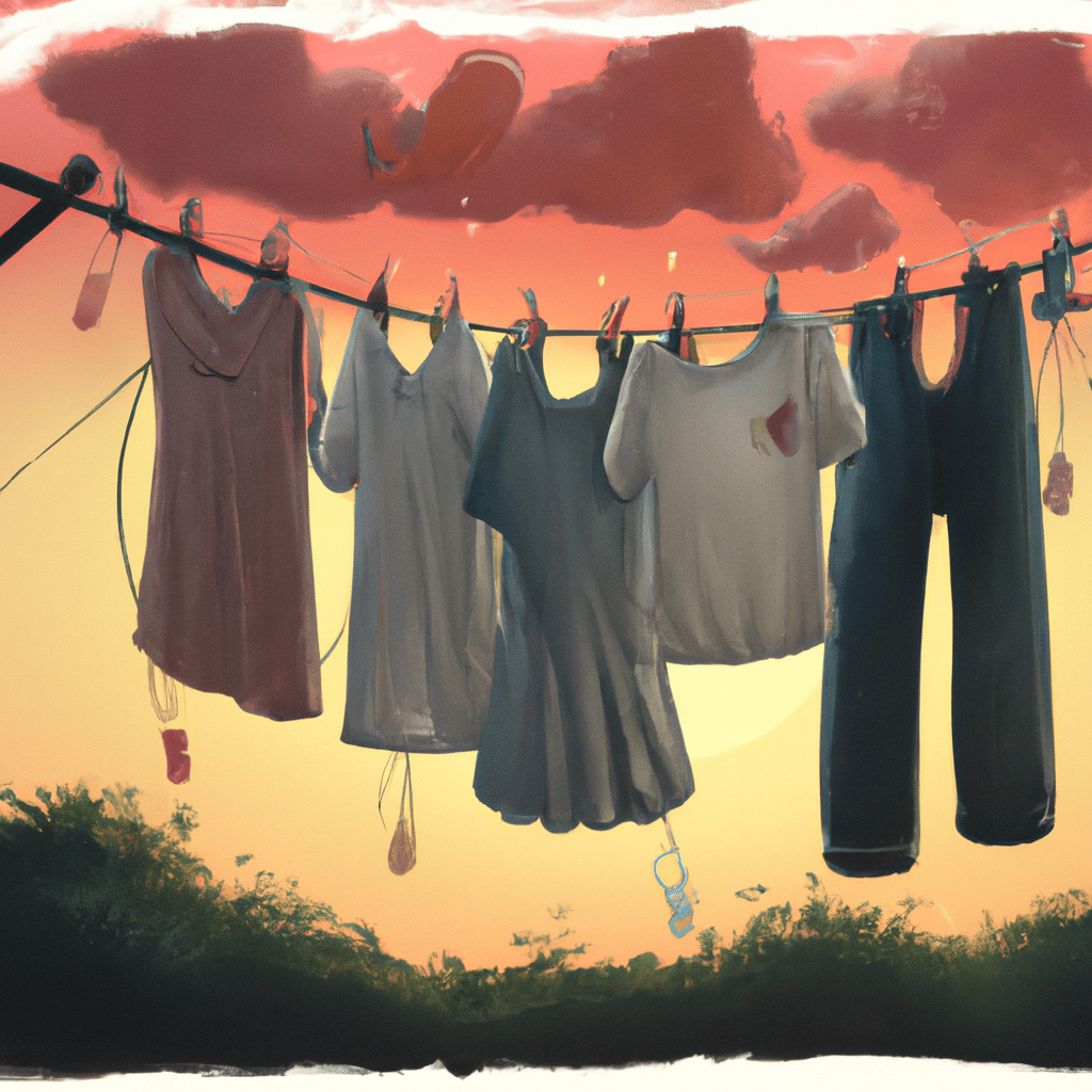 Imagem de capa do post "Sonhar com Roupas Penduradas no Varal: Descubra o Significado dos Seus Sonhos!" com um desenho digital