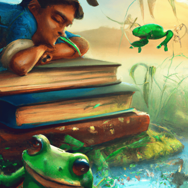 Imagem de capa do post O que significa sonhar com sapo? Descubra no livro dos sonhos! com um desenho digital