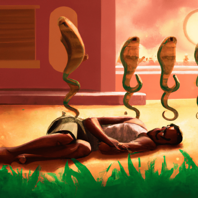 Imagem de capa do post "Sonhar com Três Cobras: Significado e Interpretação!" com um desenho digital