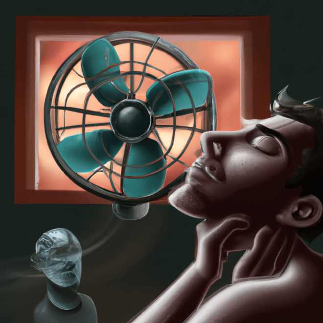 Imagem de capa do post "Significado dos sonhos: o que significa sonhar com ventilador?" com um desenho digital