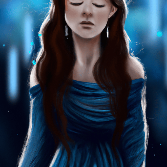 Imagem de capa do post Significado dos sonhos: vestido azul com um desenho digital