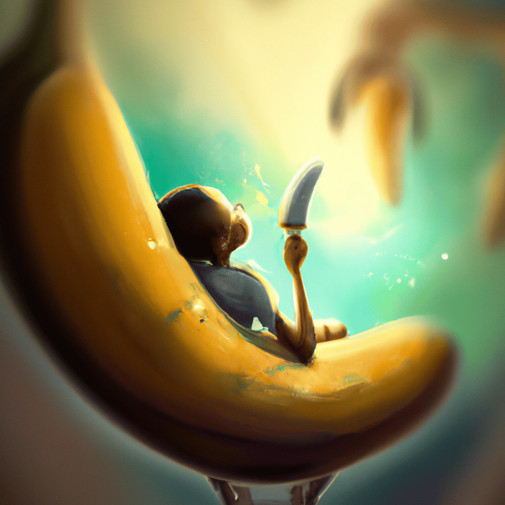 Imagem de capa do post "Sonhar Comendo Banana: Descubra o Significado Secreto!" com um desenho digital