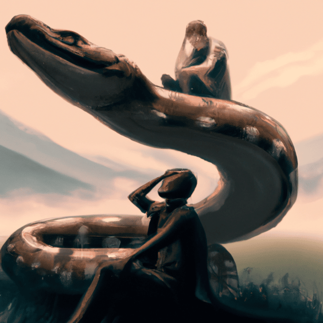 Imagem de capa do post Significado de sonho: lutar com cobra com um desenho digital