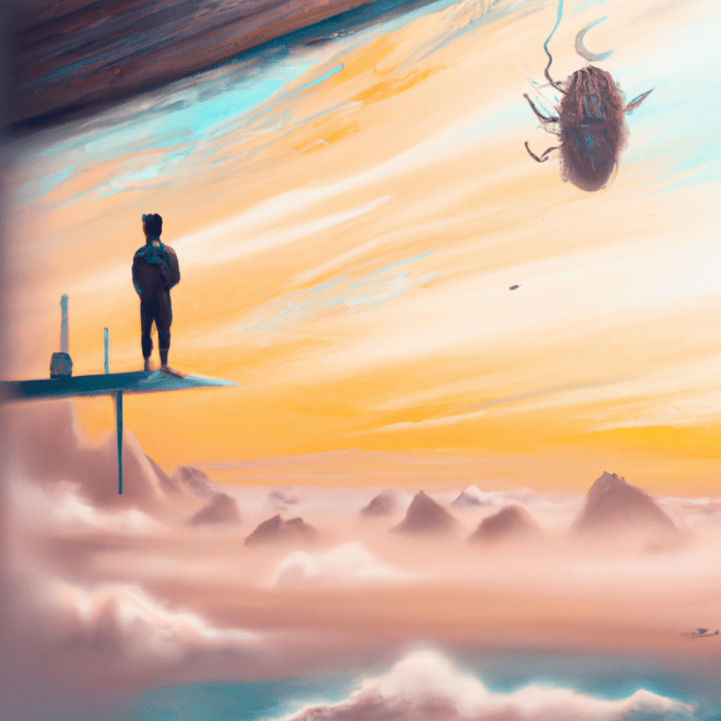 Imagem de capa do post " Sonhar com Medo de Altura: Descubra o Significado! " com um desenho digital