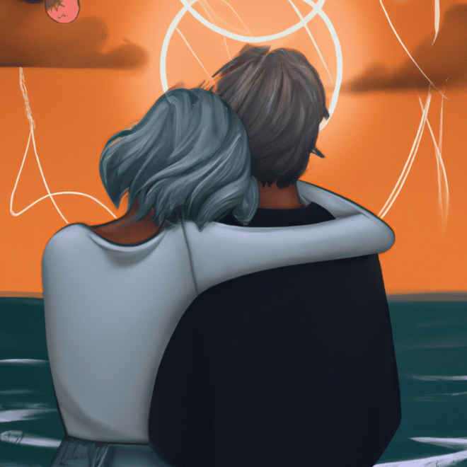 Imagem de capa do post "Sonho Revela: Meu Marido Volta com Sua Ex?" com um desenho digital