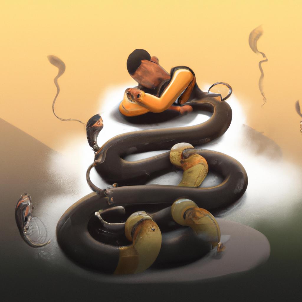 Imagem de capa do post "Descubra o que Significa Sonhar com Várias Cobras!" com um desenho digital