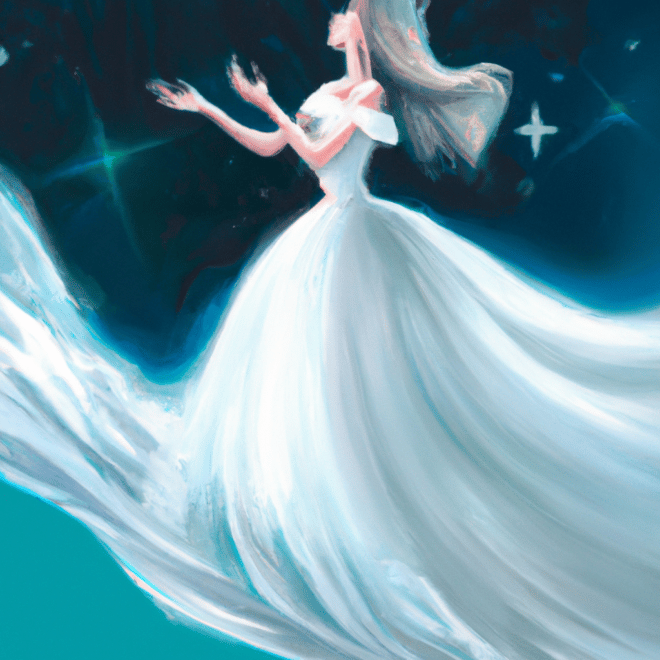 Imagem de capa do post "Sonho com Vestido de Noiva: Descubra o Significado!" com um desenho digital