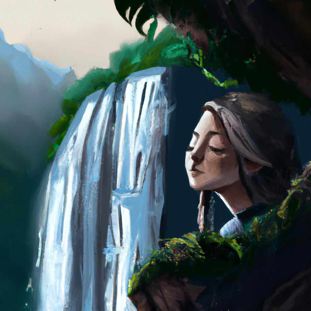 Imagem de capa do post "Descubra o que Significa Sonhar com Marília e Cachoeira!" com um desenho digital