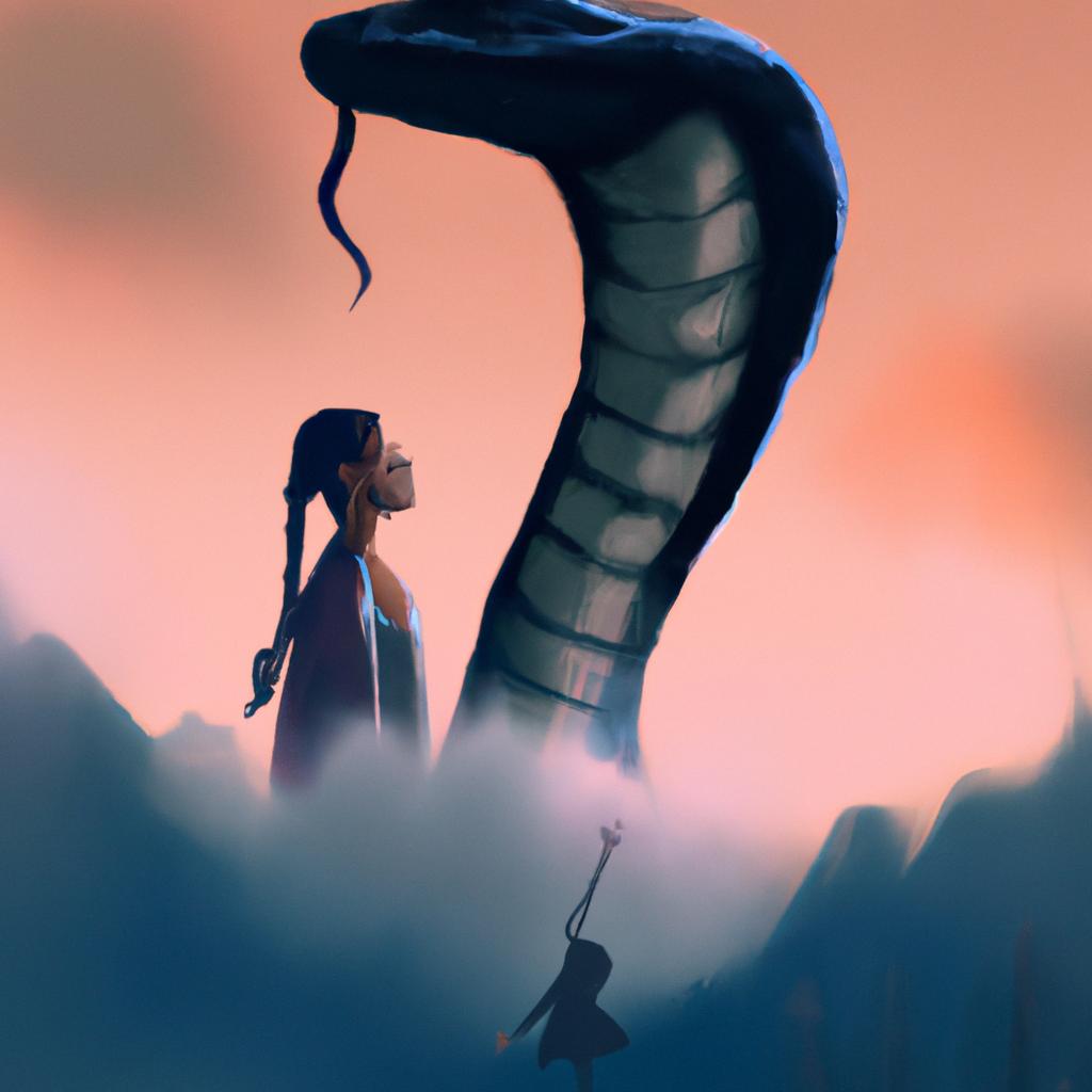 Imagem de capa do post "Cobra Mordendo: Descubra o Significado de Sonhar com Isso!" com um desenho digital