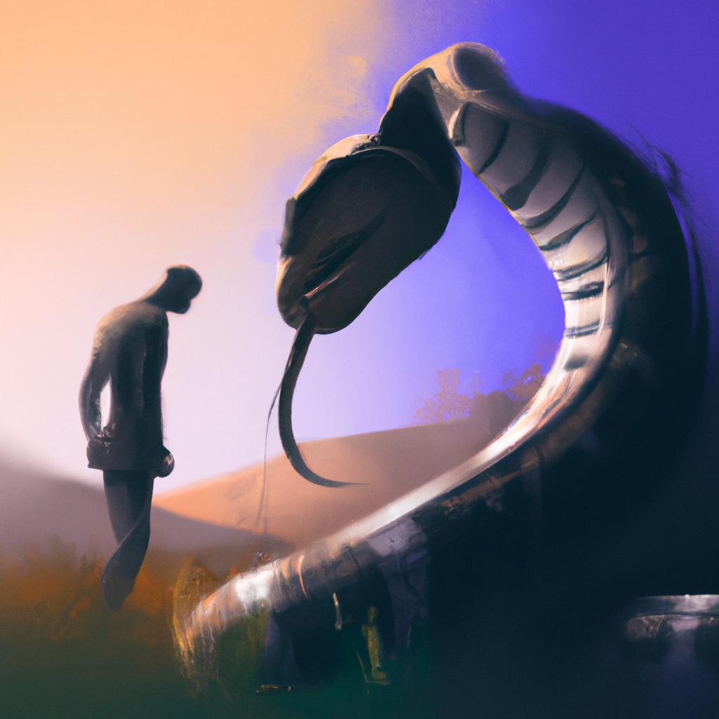 Imagem de capa do post "Descubra o que Significa Sonhar com Cobra Te Picando!" com um desenho digital
