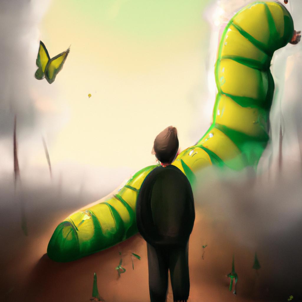 Imagem de capa do post "Descubra o Que Significa Sonhar com Lagarta Verde!" com um desenho digital