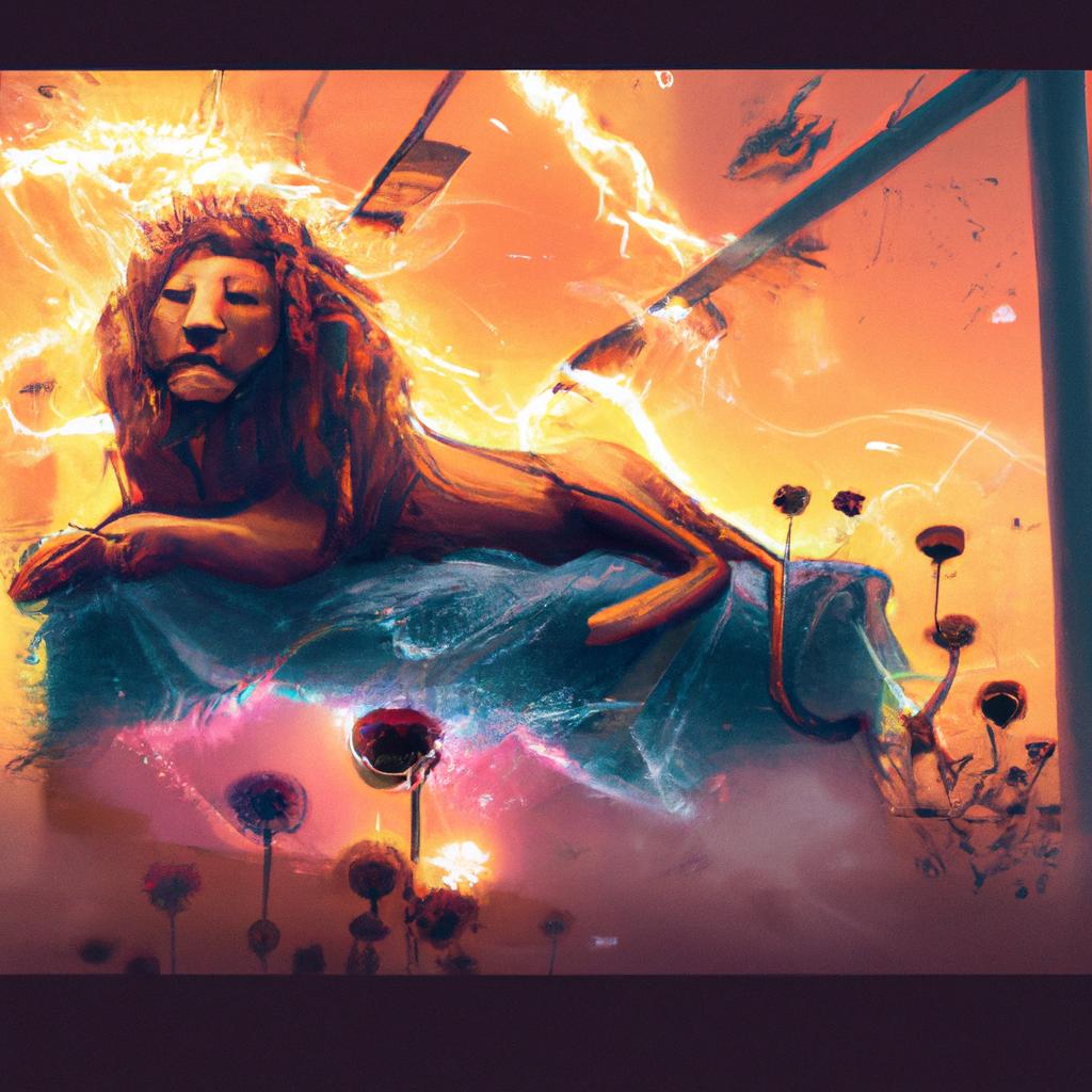 Imagem de capa do post "O Que Significa Sonhar com Leão? Descubra Já!" com um desenho digital