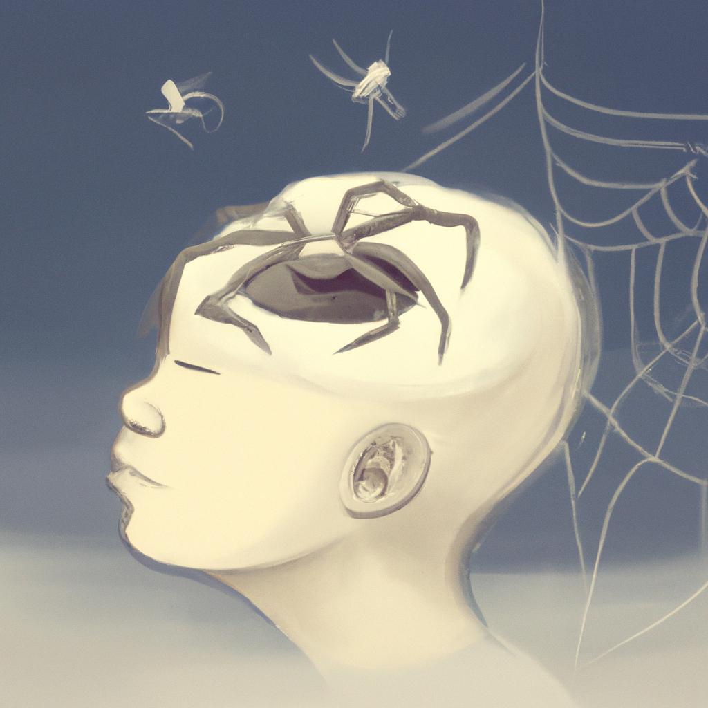 Imagem de capa do post "O Que Significa Sonhar com Aranha na Cabeça? Descubra!" com um desenho digital
